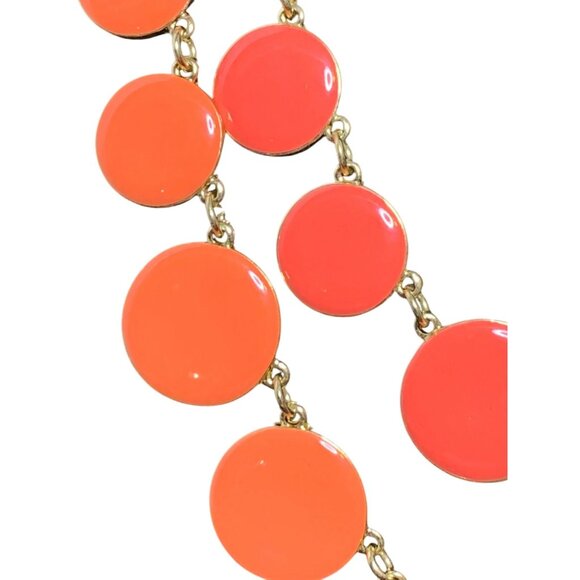 Vintage 15” - 18” Gold Tone & Two Tone Coral Enamel Bib Necklace (1363) - Picture 2 of 6